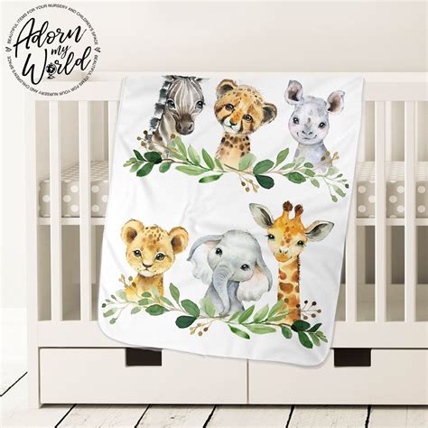 Safari Animals Blanket Nursery Bedding New Baby T Safari Etsy In