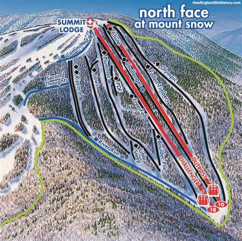 2011 12 Mount Snow North Face Trail Map New England Ski Map Database