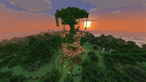 massive tree house with rolloercoaster minecraft map