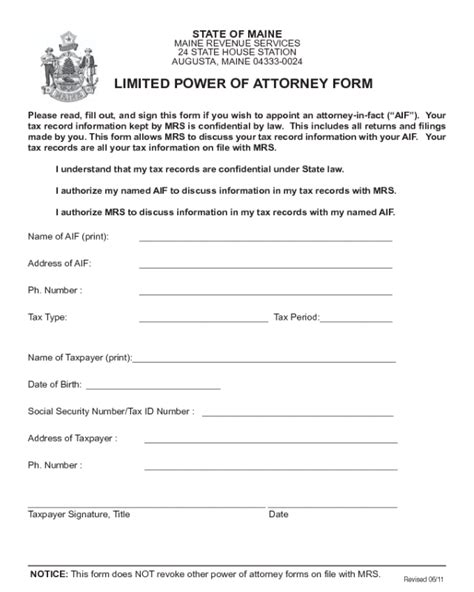 Fillable Limited Power Of Attorney Form Printable Forms Free Online