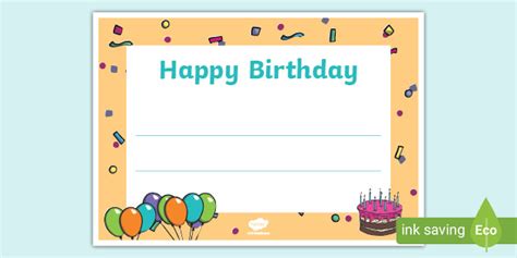 Free Happy Birthday Certificates Teacher Made