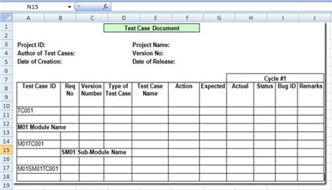 Sample Test Case Template In Excel Format Lsaspin