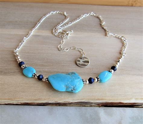 Turquoise And Silver Necklace December Birthstone Turquoise Etsy