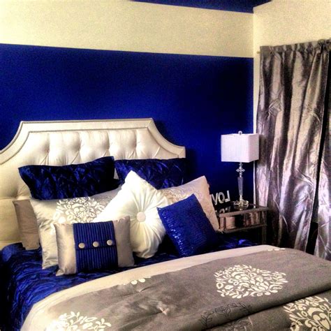 Blue channels tranquility, serenity, and an open spaciousness reminiscent of the sky and the sea. Royal Blue And Black Bedroom Ideas | Blue room decor, Blue ...