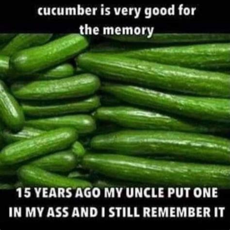 Cucumber Is Very Good For The Memory 1 5 Years Ago My Uncle Put One In Mv Ass And I Still
