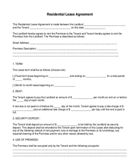 Printable Free Lease Agreement