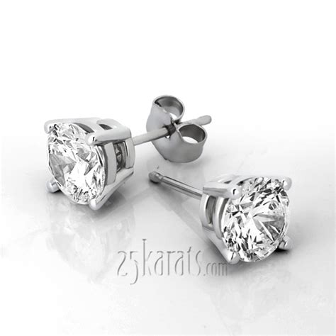 Perfect Pair Diamond Stud Earrings Prong Basket Setting H Si