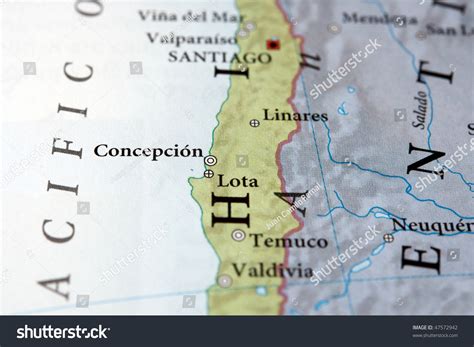 Santiago Concepcion Chile On Map Stock Photo 47572942 Shutterstock
