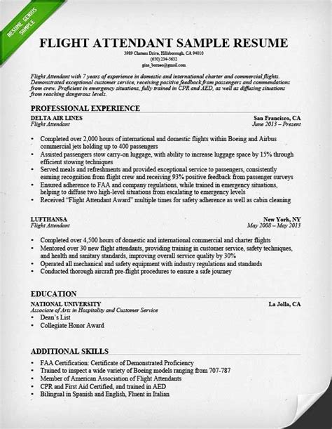 Flight Attendant Resume Sample Flight Attendant Resume Sample Resume