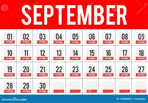 September Days On Calendar Cubes Stock Illustration Illustration Of