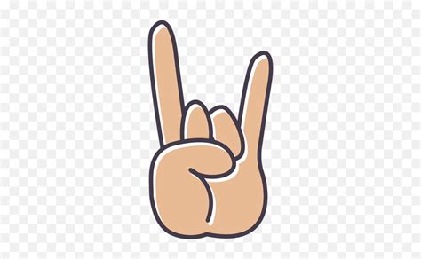 Rock Fingers Hand Outline Mao Rock N Roll Png Emojirock Hand Emoji