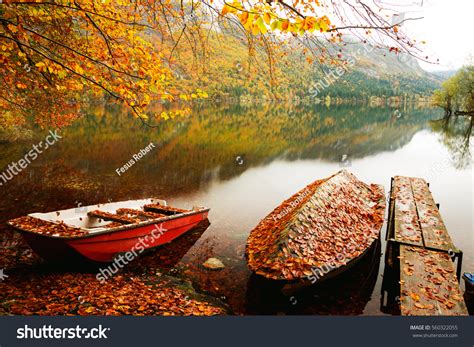 Beautiful Autumn Scenery Lake Bohinj Triglav Stock Photo