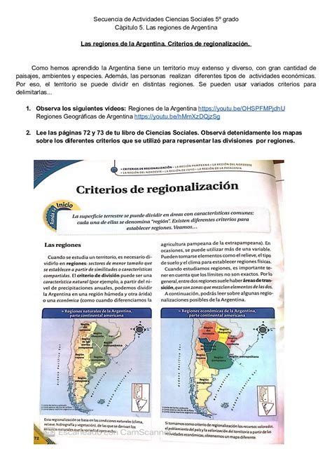 Secuencia De Actividades Ciencias Sociales Las Regiones De La Argentina