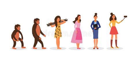 Human Evolution From Prehistoric To Modern Woman Vector Illustration Isolated Stock Vector