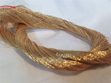Vintage 24k Gold Metallic Wrapped Around Silk Thread