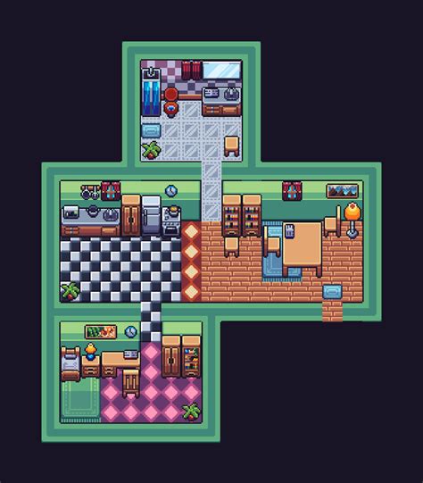 Pixel Art Tileset Modern Housing By Clockwork Raven In 2021 Pixel