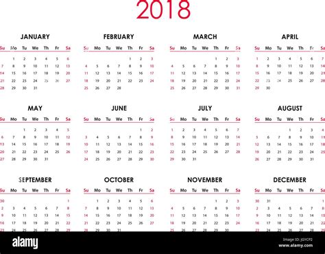 The 2018 Calendar Stock Vector Image And Art Alamy