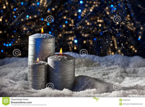 Candles In Snow Stock Photo Image Of Illuminated Greeting 42565502
