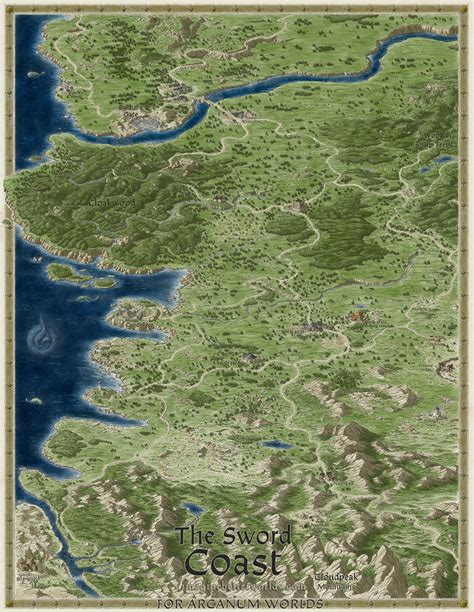 John Stevenson Baldurs Gate Sword Fantasy World Map Baldur