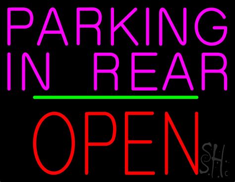 Parking In Rear Open Block Green Line Led Neon Sign Parking Neon