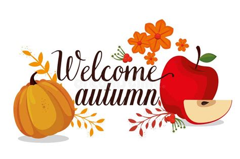 Welcome Autumn Seasonal Card Stock Vector Illustration Of Leafs