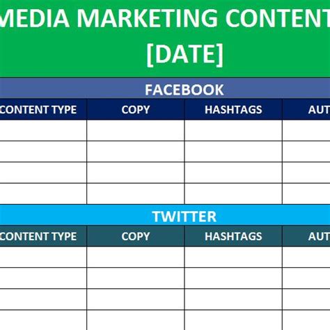 Social Media Calender Template Excel 2014 Social Media Content