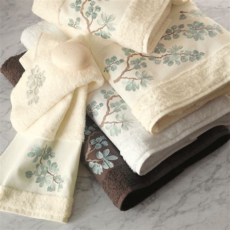 Blue Floral Embroidered Towels Gumps