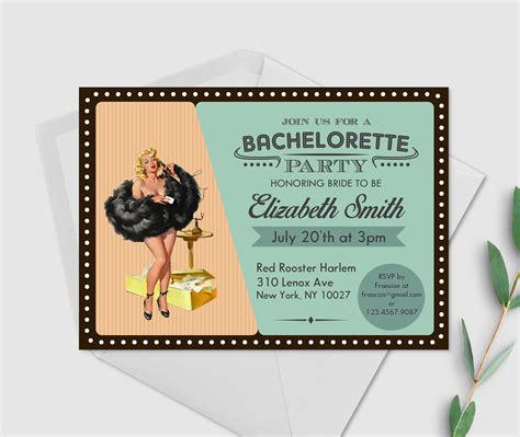 Bachelorette Invitation Retro Pin Up Girl Bridal Shower Etsy