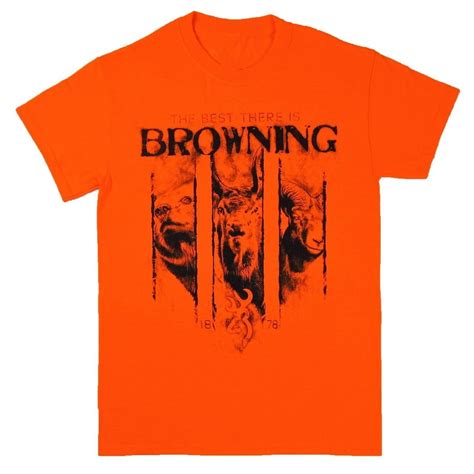 Browning Mens Browning Nightsight Tee Safety Orange Hunting Short