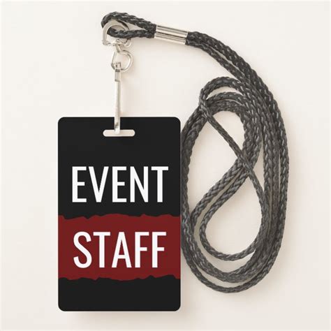 Red Black And White Simple Event Staff Badges Id Badge Au