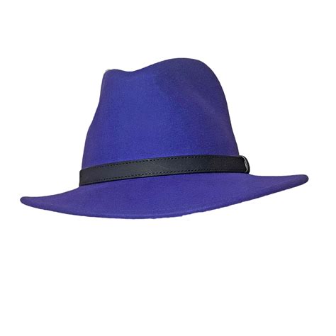 Purple Wool Felt Fedora Hat Rose And Bows