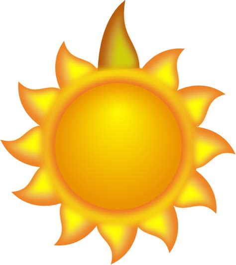A Sun Cartoon With A Long Ray Red Clip Art At