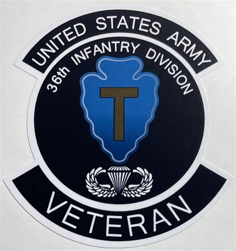 Us Army 36th Infantry Division Veteran Sticker Decal Patch Co