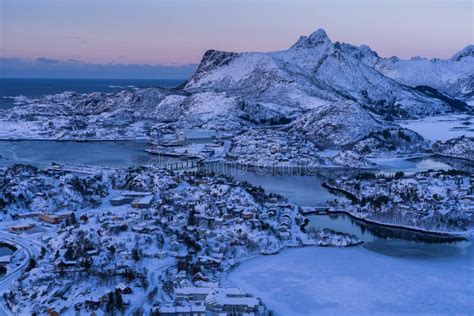 Beautiful Morning At Svolvare City In Lofoten Island In Winter Season