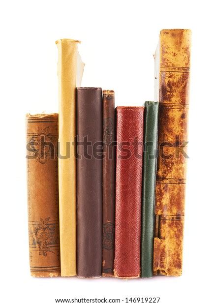 Stack Old Books Spines Forward Isolated Stock Photo 146919227