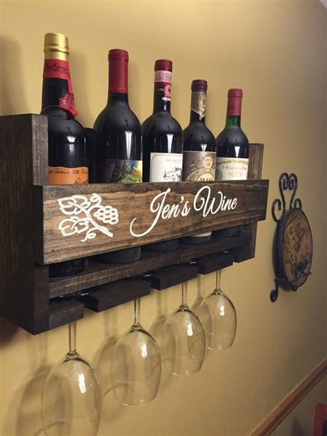 Engraved Personalized Wine Rack Carved Custom Rustic Bottle