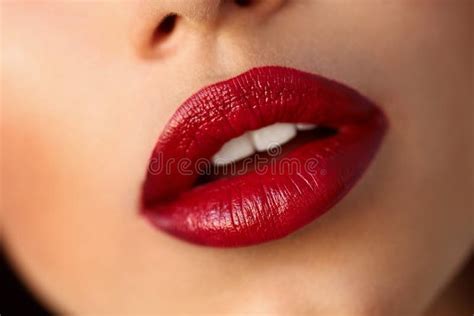 closeup beautiful woman lips with red lipstick beauty makeup stock image image of mouth lips