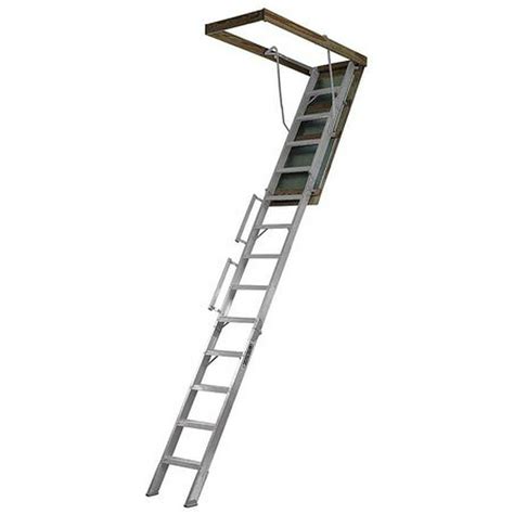 Louisville Ladder Aluminum Attic Ladder W 10 12 Length 225 X 63