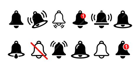 Premium Vector Set Of Notification Bells Vector Icon Ringing Bell On