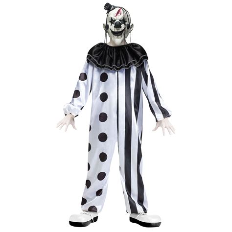 Fun World Killer Clown Black Halloween Scary Costume Big Boys Male
