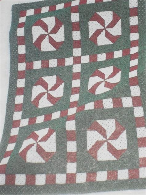 Custom Crocheted Peppermint Pinwheel Afghan For Christmas And