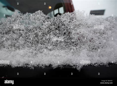 Snow Grains On Windshield Stock Photo Alamy