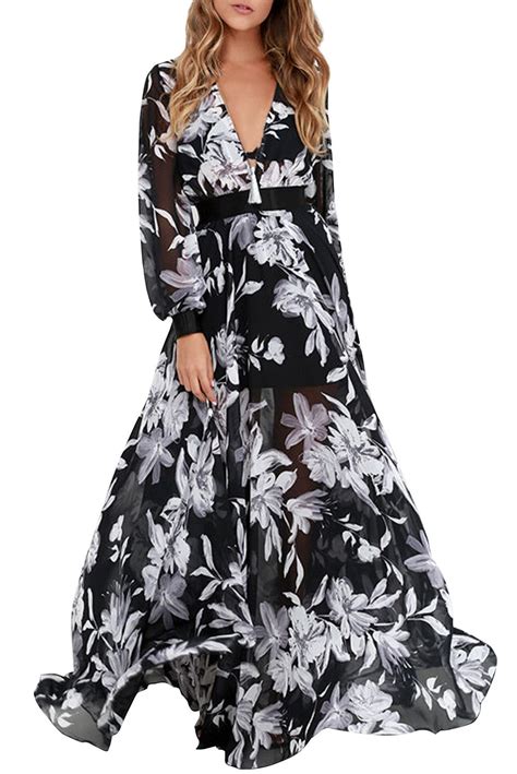 Ethereal White Floral Long Sleeve Chiffon Maxi Dress Dresses Chiffon Maxi Dress Dresses