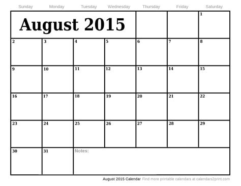 2015 Aug Calendar