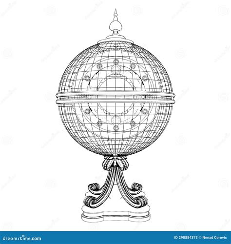 Globe Horoscope Decoration Vector. Illustration Isolated on White