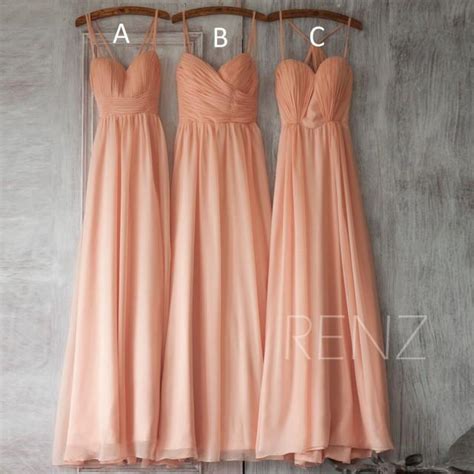 2015 Peach Mix Match Bridesmaid Dress Blush Long Sweetheart Spaghetti