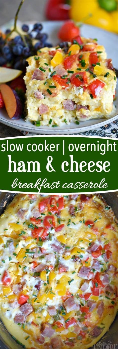 Slow Cooker Overnight Ham And Cheese Breakfast Casserole This Easy