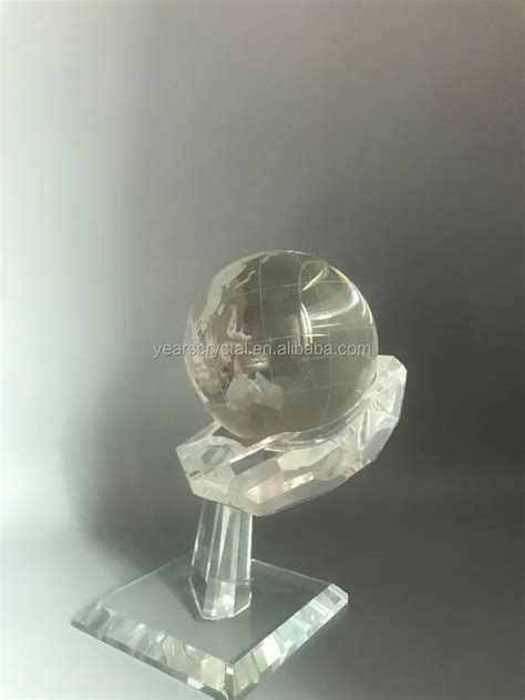 Crystal Glass Baseball Trophy Awards With Hand Pedestal Base For