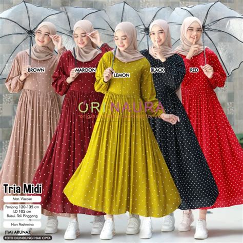 jual 1 gamis motif jumbo oversize dress muslim rayon viscose original berlabel ori naura