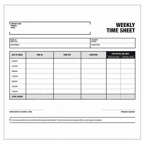 Weekly Time Sheets Template Free